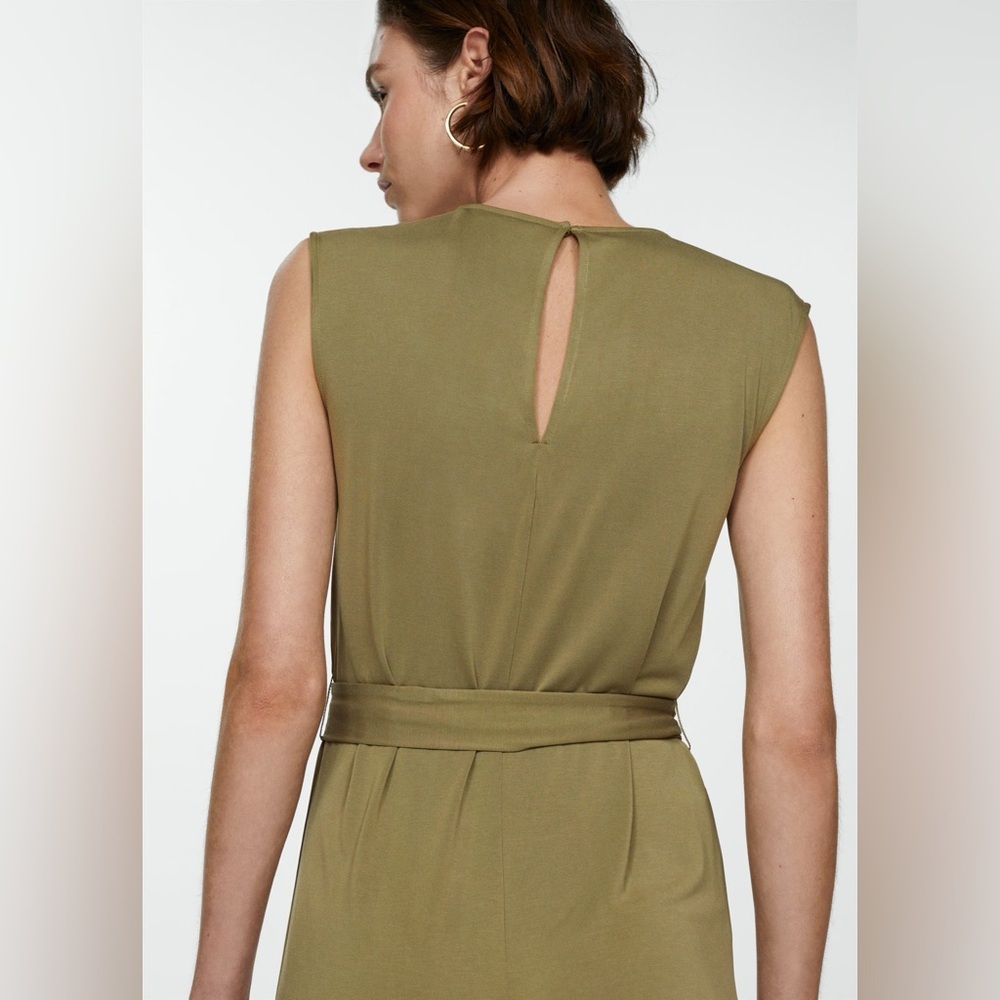Mango Khaki bow long Jumpsuit NWT - Picture 7 of 7